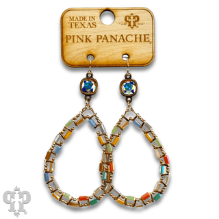 Iridescent finish bead teardrop earring with Austrian crystal - Boutique Bella BellaEarrings