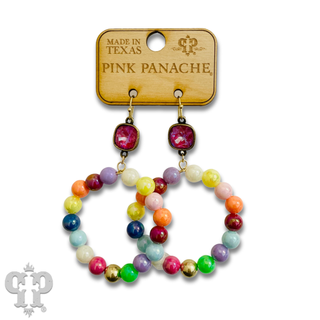 Iridescent finish round bead circle shape earring with Austrian crystal - Boutique Bella BellaEarrings