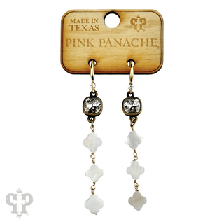 Iridescent pearl clover shape earring, Austrian crystal - Boutique Bella BellaEarrings