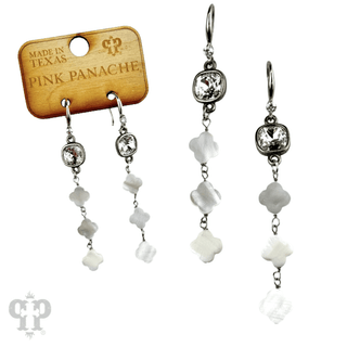 Iridescent pearl clover shape earring, Austrian crystal - Boutique Bella BellaEarrings