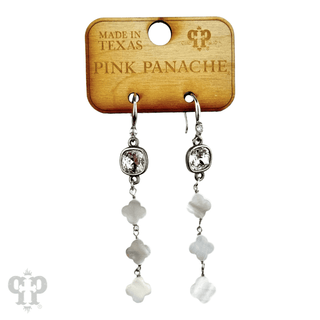 Iridescent pearl clover shape earring, Austrian crystal - Boutique Bella BellaEarrings