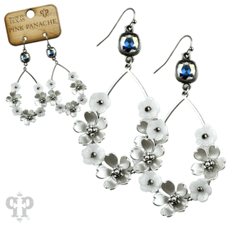 Iridescent pearl flower charm teardrop earring, Austrian crystal - Boutique Bella BellaEarrings