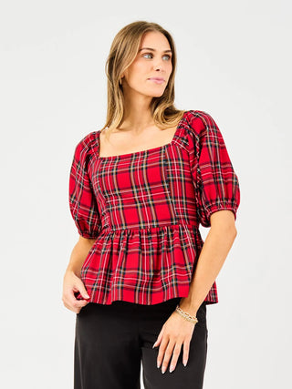 Isabel Red Plaid Top - Boutique Bella Bellatop