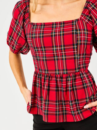 Isabel Red Plaid Top - Boutique Bella Bellatop