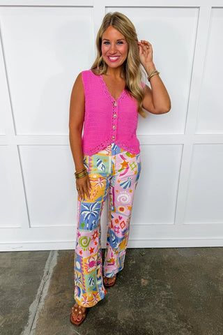 Island Patchwork Wide Leg Pants - Boutique Bella BellaJeans