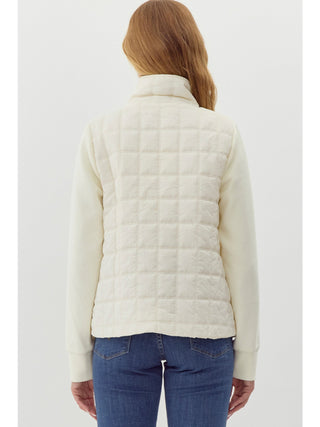 Ivory Knit Sleeve Puffy Jacket - Boutique Bella BellaJacket