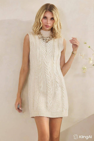 Ivory Knitted Dress - Boutique Bella Belladress