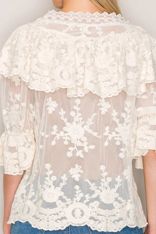 Ivory Lace Blouse - Boutique Bella BellaBLOUSE