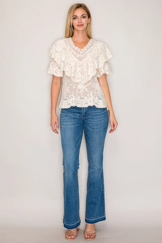 Ivory Lace Blouse - Boutique Bella BellaBLOUSE