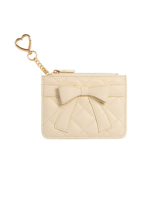 Ivory Quilted Bow Card Case - Boutique Bella BellaWallet
