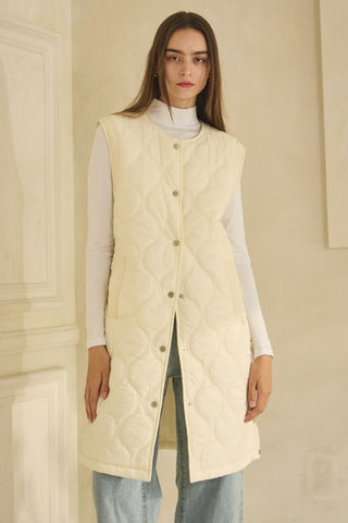 Ivory Quilted Vest Jacket - Boutique Bella BellaPuffer Vest