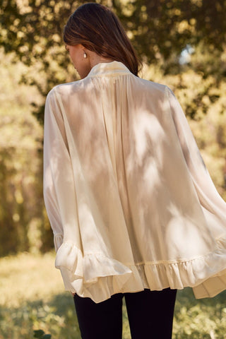 Ivory Ruffled Chiffon Blouse - Boutique Bella BellaBlouse
