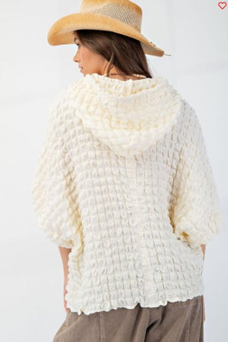 Ivory Textured Cloud Hoodie - Boutique Bella BellaHoodie