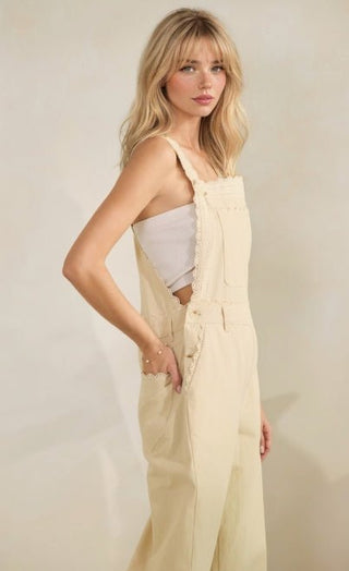 Ivory Whisper Embroidered Overalls - Boutique Bella BellaOveralls