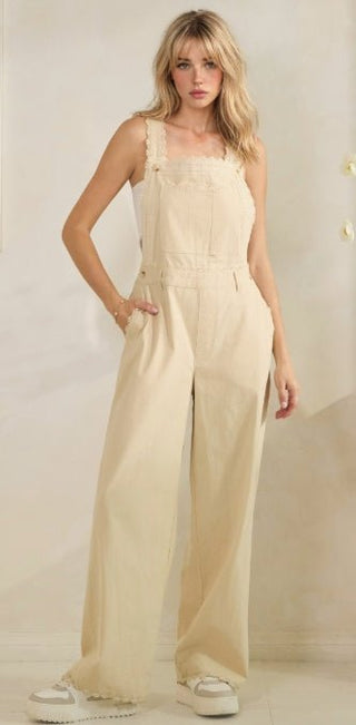 Ivory Whisper Embroidered Overalls - Boutique Bella BellaOveralls