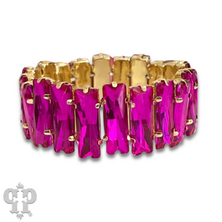 Faceted rectangle rhinestone stretch bracelet - LC