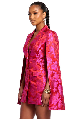 Jacquard Blazer Cape Mini Dress - Boutique Bella BellaDresses
