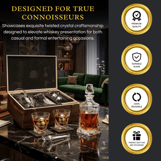 Japanese Crystal Whiskey Decanter Set In Wooden Storage Box Premium Barware Gift - Boutique Bella Bella
