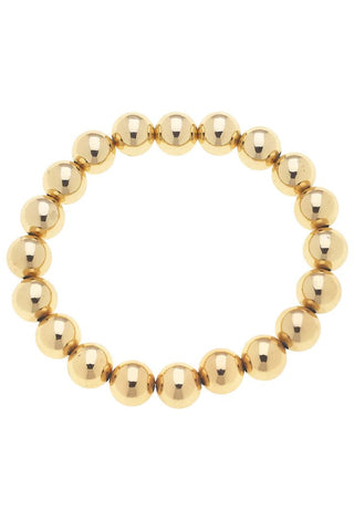 Jasper Ball Bead Stretch Bracelet in Shiny Gold - Boutique Bella BellaBracelet