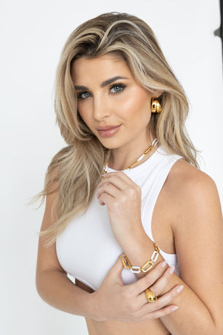 Jenna Acrylic Necklace - White - Boutique Bella Bella