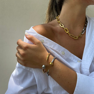 Jenna Link Chain Necklace- Two Tone - Boutique Bella BellaNecklaces