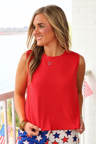 Jess Lea Banks Basic Lettuce Tank - Red - Boutique Bella BellaTank Top