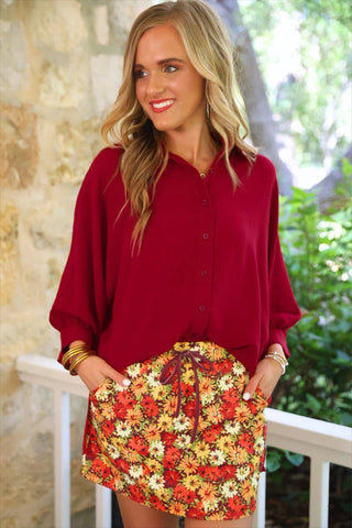 JESS LEA PRE-ORDER - Harvest Blooms Skort - Boutique Bella BellaActive Wear Skort
