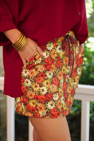 JESS LEA PRE-ORDER - Harvest Blooms Skort - Boutique Bella BellaActive Wear Skort