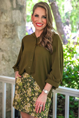 JESS LEA PRE-ORDER - Olive Blossom Skort - Boutique Bella BellaActive Wear Skort