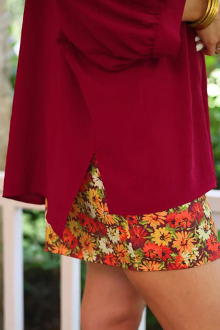 JESS LEA PRE-ORDER - Sloan Button Up - Burgundy - Boutique Bella BellaButton-Up