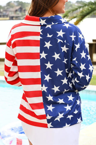Jess Lea Stars and Stripes Quarter Zip Pullover - Boutique Bella BellaPullover