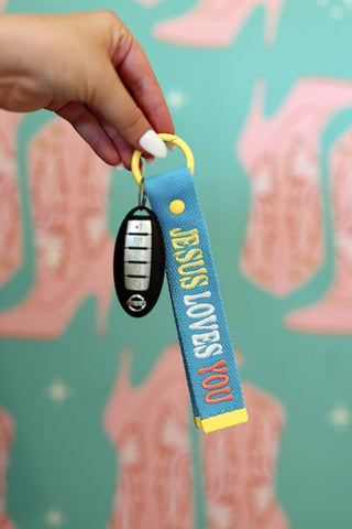 Jesus Loves You Embroidery Keychain - Boutique Bella BellaKeychain