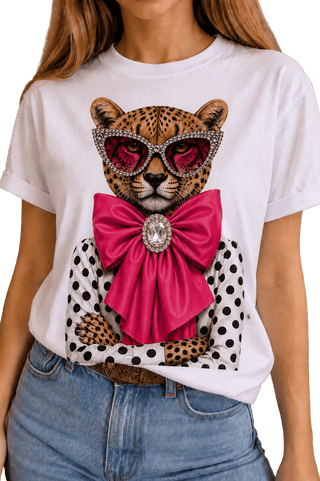 Jeweled Polka Dot Leopard on Crew DS - Boutique Bella Bella