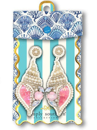 Jeweled Shell Earrings - Boutique Bella BellaEarrings