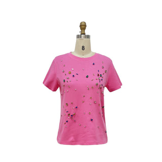 Jeweled Short Sleeve T shirt - Boutique Bella BellaTop
