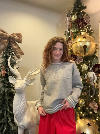 Joyful Gray Tonal Sweatshirt - Boutique Bella BellaSweatshirt