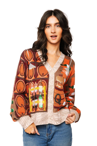 QOS Wine Barrel Button Up Cardigan