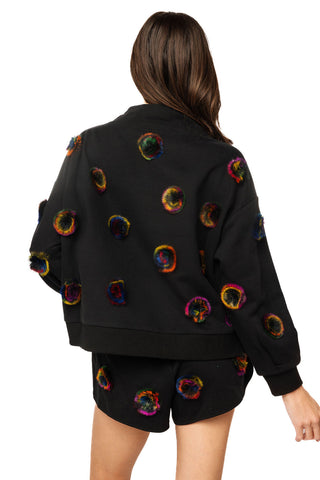 QOS Black Multi Color Pom Pom Short