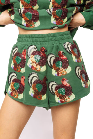 QOS Dark Green Multi Turkey Short