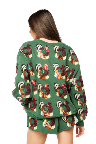 QOS Dark Green Multi Turkey Short