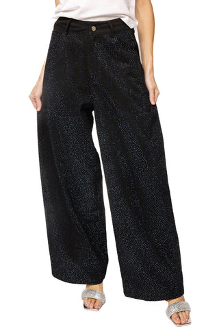 QOS Black Rhinestone Jeans