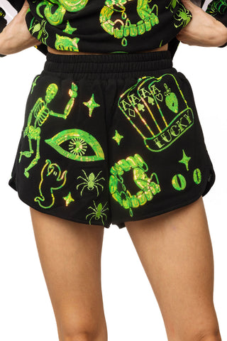 QOS Black & Green Halloween Queen Icon Short