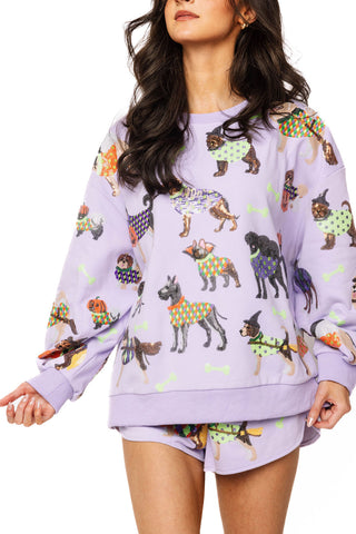 QOS Lavender Halloween Dogs Sweatshirt