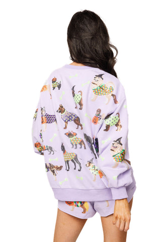 QOS Lavender Halloween Dogs Short