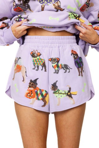QOS Lavender Halloween Dogs Short