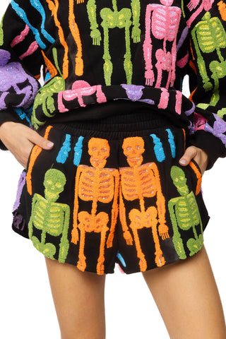 QOS Black Multi Fuzzy Skeleton Short