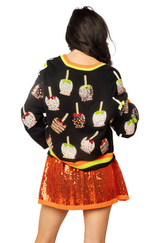 QOS Multi Candy Apples Button Up Cardigan