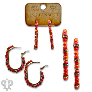 Orange bead hoop earring, last call