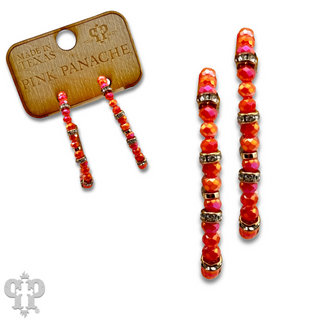 Orange bead hoop earring, last call