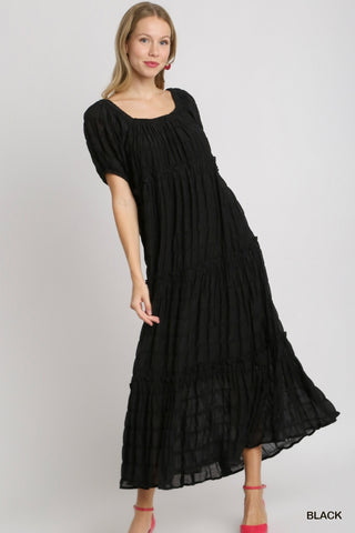 Black Textured Maxi Dress